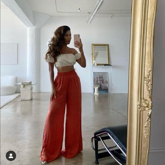 ZARA Flowy Wide Leg Pants Copper - Picture 7 of 9